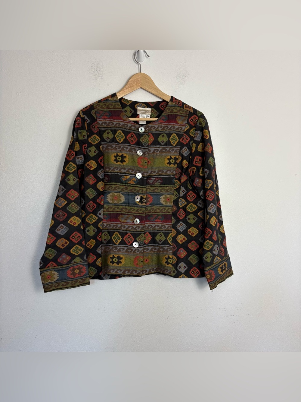 Coldwater Creek Vintage Aztec Southwestern Tapestry Jacket Art to Wear Medium PM